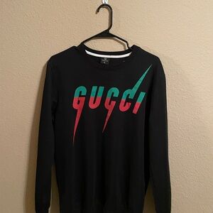 Gucci Black Tee with Green Lettering